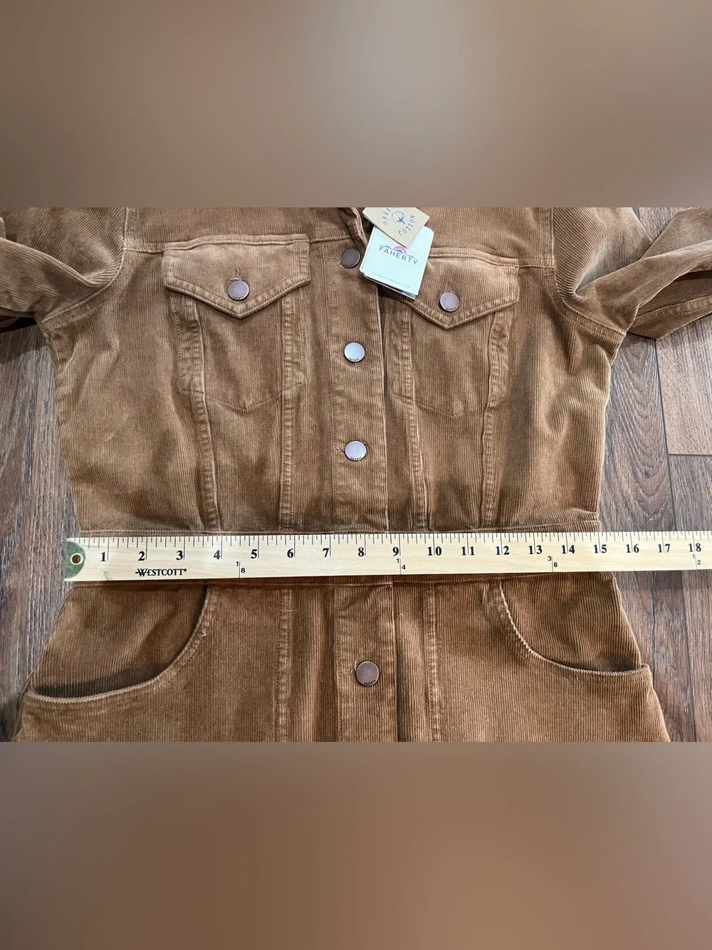 NWT! Faherty Michelle Stretch Brown Corduroy‎ Button Up Shirt Dress Preppy Sz. 8